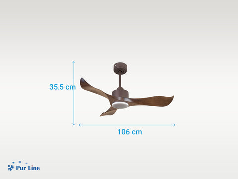 Ventilador de techo Reversible Termostato Dimable Wifi Motor DC Techos Inclinados Mando a Distancia Luz tres tonos Adaptador 2/3 Aspas Hypersilence Memoria 2