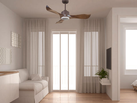 Ventilador de techo Reversible Termostato Dimable Wifi Motor DC Techos Inclinados Mando a Distancia Luz tres tonos Adaptador 2/3 Aspas Hypersilence Memoria 5