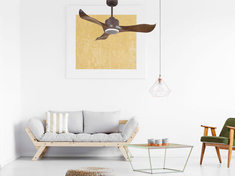 Ventilador de techo Reversible Termostato Dimable Wifi Motor DC Techos Inclinados Mando a Distancia Luz tres tonos Adaptador 2/3 Aspas Hypersilence Memoria 7