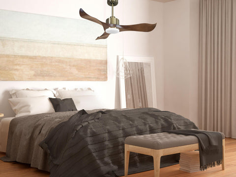 Ventilador de techo Reversible Termostato Dimable Wifi Motor DC Techos Inclinados Mando a Distancia Luz tres tonos Adaptador 2/3 Aspas Hypersilence Memoria 6