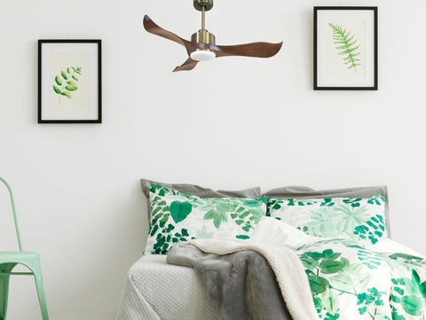 Ventilador de techo Reversible Termostato Dimable Wifi Motor DC Techos Inclinados Mando a Distancia Luz tres tonos Adaptador 2/3 Aspas Hypersilence Memoria 7