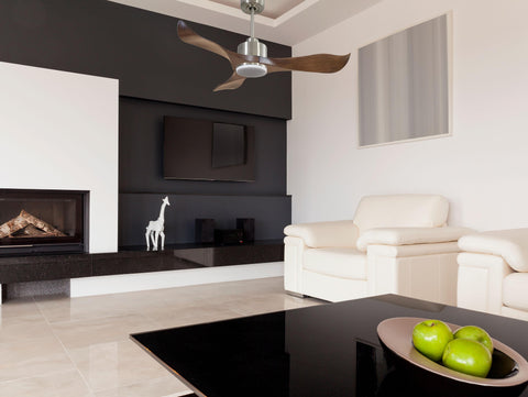 Ventilador de techo Reversible Termostato Dimable Wifi Motor DC Techos Inclinados Mando a Distancia Luz tres tonos Adaptador 2/3 Aspas Hypersilence Memoria 5