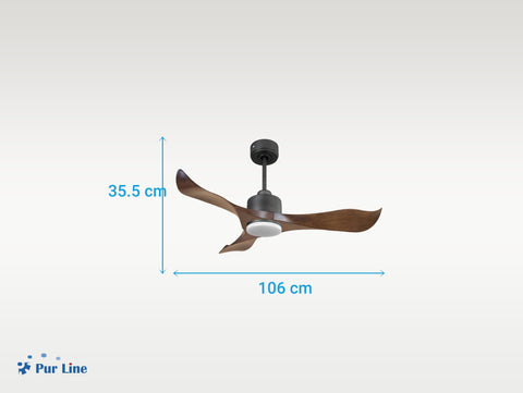 Ventilador de techo Reversible Termostato Dimable Wifi Motor DC Techos Inclinados Mando a Distancia Luz tres tonos Adaptador 2/3 Aspas Hypersilence Memoria 4