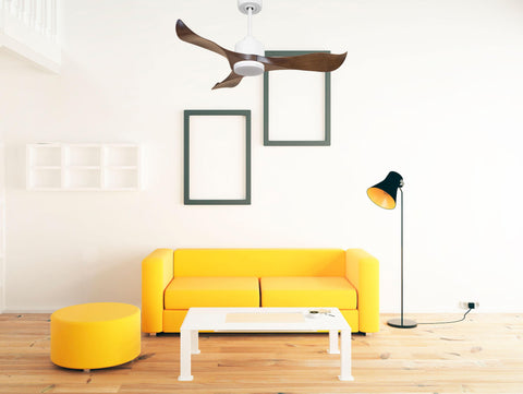 Ventilador de techo Reversible Termostato Dimable Wifi Motor DC Techos Inclinados Mando a Distancia Luz tres tonos Adaptador 2/3 Aspas Hypersilence Memoria 6