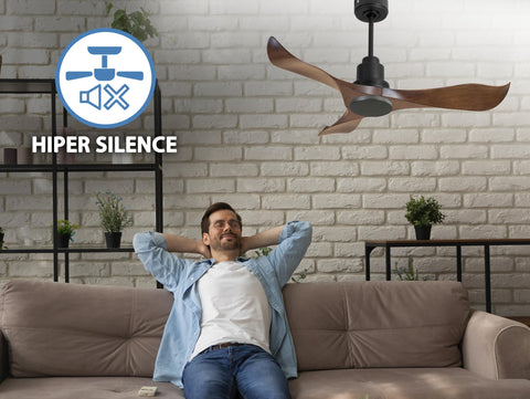 Ventilador de techo Reversible Termostato Wifi Motor DC Techos Inclinados Mando a Distancia Adaptador 2/3 Aspas Hypersilence Memoria 4