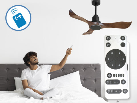 Ventilador de techo Reversible Termostato Wifi Motor DC Techos Inclinados Mando a Distancia Adaptador 2/3 Aspas Hypersilence Memoria 5