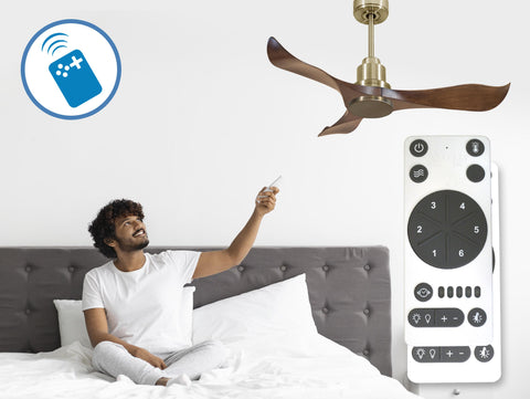 Ventilador de techo Reversible Termostato Wifi Motor DC Techos Inclinados Mando a Distancia Adaptador 2/3 Aspas Hypersilence Memoria 4