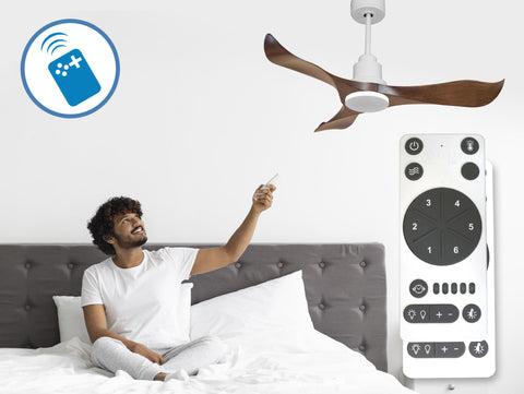 Ventilador de techo Reversible Termostato Wifi Motor DC Techos Inclinados Mando a Distancia Adaptador 2/3 Aspas Hypersilence Memoria 5