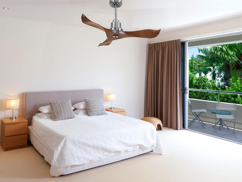 Ventilador de techo Reversible Termostato Dimable Wifi Motor DC Techos Inclinados Mando a Distancia Luz tres tonos Adaptador 2/3 Aspas Hypersilence Memoria 2