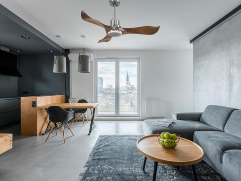 Ventilador de techo Reversible Termostato Dimable Wifi Motor DC Techos Inclinados Mando a Distancia Luz tres tonos Adaptador 2/3 Aspas Hypersilence Memoria 3