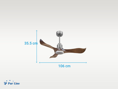 Ventilador de techo Reversible Termostato Dimable Wifi Motor DC Techos Inclinados Mando a Distancia Luz tres tonos Adaptador 2/3 Aspas Hypersilence Memoria 6