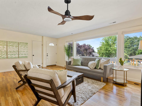 Ventilador de techo Reversible Termostato Dimable Wifi Motor DC Techos Inclinados Mando a Distancia Luz tres tonos Adaptador 2/3 Aspas Hypersilence Memoria 7