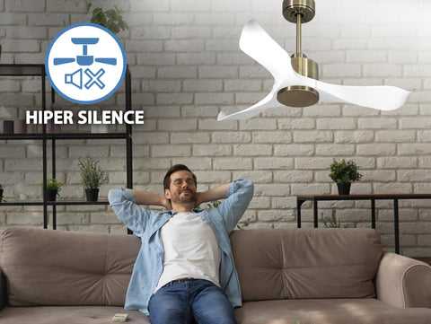 Ventilador de techo Reversible Termostato Wifi Motor DC Techos Inclinados Mando a Distancia Adaptador 2/3 Aspas Hypersilence Memoria 2