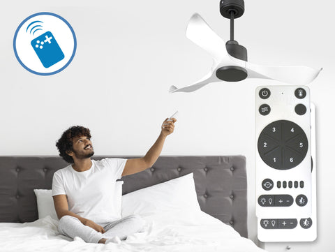 Ventilador de techo Reversible Termostato Wifi Motor DC Techos Inclinados Mando a Distancia Adaptador 2/3 Aspas Hypersilence Memoria 6