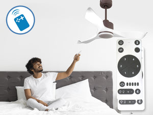 Ventilador de techo Reversible Termostato Dimable Wifi Motor DC Techos Inclinados Mando a Distancia Luz tres tonos Adaptador 2/3 Aspas Hypersilence Memoria 2