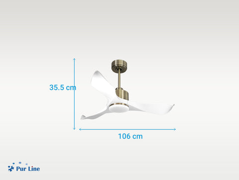 Ventilador de techo Reversible Termostato Dimable Wifi Motor DC Techos Inclinados Mando a Distancia Luz tres tonos Adaptador 2/3 Aspas Hypersilence Memoria 3