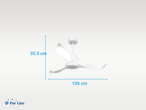 Ventilador de techo Reversible Termostato Dimable Wifi Motor DC Techos Inclinados Mando a Distancia Luz tres tonos Adaptador 2/3 Aspas Hypersilence Memoria 4