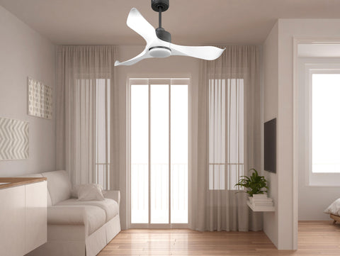 Ventilador de techo Reversible Termostato Dimable Wifi Motor DC Techos Inclinados Mando a Distancia Luz tres tonos Adaptador 2/3 Aspas Hypersilence Memoria 6