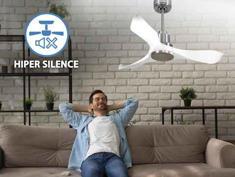 Ventilador de techo Reversible Termostato Wifi Motor DC Techos Inclinados Mando a Distancia Adaptador 2/3 Aspas Hypersilence Memoria 6