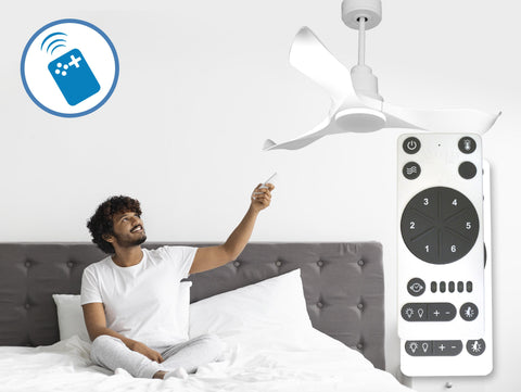 Ventilador de techo Reversible Termostato Wifi Motor DC Techos Inclinados Mando a Distancia Adaptador 2/3 Aspas Hypersilence Memoria 5