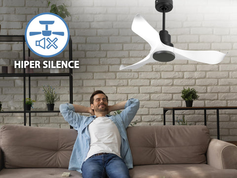 Ventilador de techo Reversible Termostato Wifi Motor DC Techos Inclinados Mando a Distancia Adaptador 2/3 Aspas Hypersilence Memoria 5