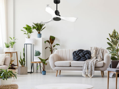 Ventilador de techo Reversible Termostato Wifi Motor DC Techos Inclinados Mando a Distancia Adaptador 2/3 Aspas Hypersilence Memoria 2