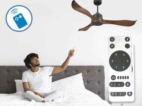 Ventilador de techo Reversible Termostato Wifi Motor DC Techos Inclinados Mando a Distancia Adaptador 2/3 Aspas Hypersilence Memoria 4