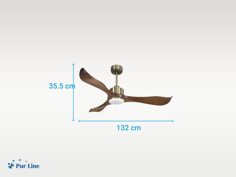 Ventilador de techo Reversible Termostato Dimable Wifi Motor DC Techos Inclinados Mando a Distancia Luz tres tonos Adaptador 2/3 Aspas Hypersilence Memoria 3