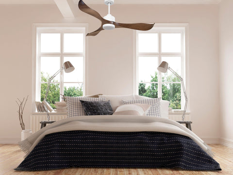 Ventilador de techo Reversible Termostato Dimable Wifi Motor DC Techos Inclinados Mando a Distancia Luz tres tonos Adaptador 2/3 Aspas Hypersilence Memoria 5