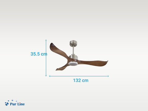 Ventilador de techo Reversible Termostato Dimable Wifi Motor DC Techos Inclinados Mando a Distancia Luz tres tonos Adaptador 2/3 Aspas Hypersilence Memoria 6