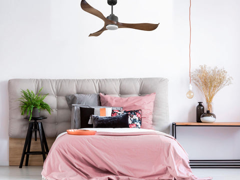 Ventilador de techo Reversible Termostato Dimable Wifi Motor DC Techos Inclinados Mando a Distancia Luz tres tonos Adaptador 2/3 Aspas Hypersilence Memoria 4