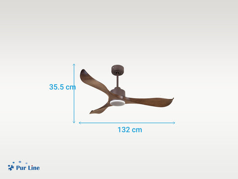 Ventilador de techo Reversible Termostato Dimable Wifi Motor DC Techos Inclinados Mando a Distancia Luz tres tonos Adaptador 2/3 Aspas Hypersilence Memoria 2