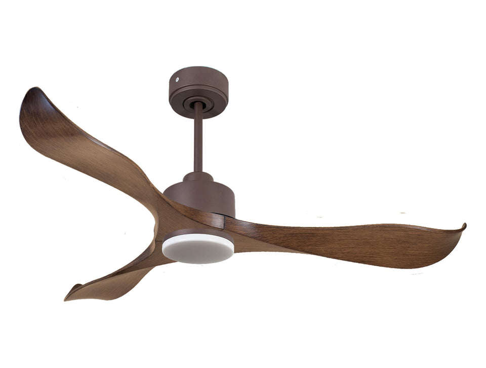 Ventilador de techo Reversible Termostato Dimable Wifi Motor DC Techos Inclinados Mando a Distancia Luz tres tonos Adaptador 2/3 Aspas Hypersilence Memoria 1