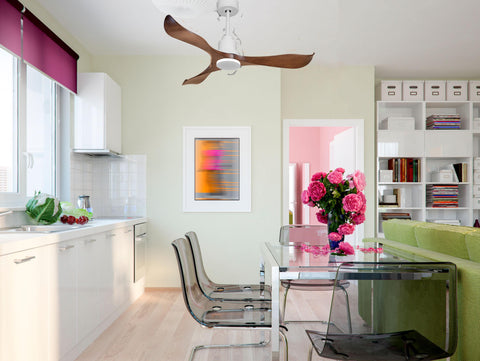 Ventilador de techo Reversible Termostato Wifi Motor DC Techos Inclinados Mando a Distancia Adaptador 2/3 Aspas Hypersilence Memoria 3