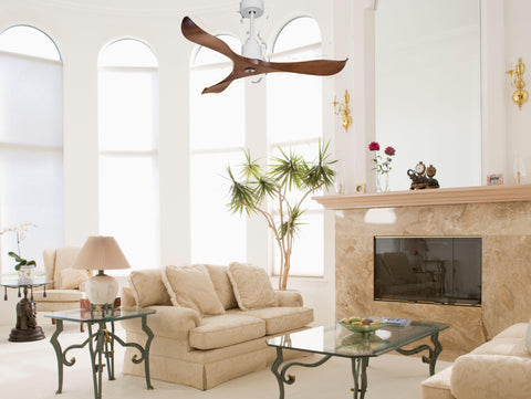 Ventilador de techo Reversible Termostato Dimable Wifi Motor DC Techos Inclinados Mando a Distancia Luz tres tonos Adaptador 2/3 Aspas Hypersilence Memoria 2