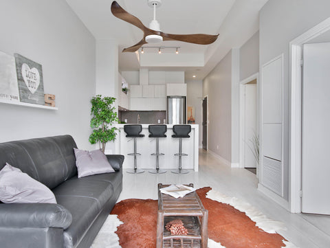 Ventilador de techo Reversible Termostato Dimable Wifi Motor DC Techos Inclinados Mando a Distancia Luz tres tonos Adaptador 2/3 Aspas Hypersilence Memoria 3