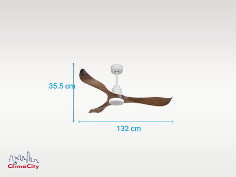 Ventilador de techo Reversible Termostato Dimable Wifi Motor DC Techos Inclinados Mando a Distancia Luz tres tonos Adaptador 2/3 Aspas Hypersilence Memoria 4