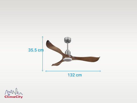 Ventilador de techo Reversible Termostato Dimable Wifi Motor DC Techos Inclinados Mando a Distancia Luz tres tonos Adaptador 2/3 Aspas Hypersilence Memoria 2