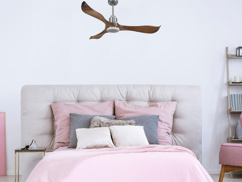 Ventilador de techo Reversible Termostato Dimable Wifi Motor DC Techos Inclinados Mando a Distancia Luz tres tonos Adaptador 2/3 Aspas Hypersilence Memoria 4